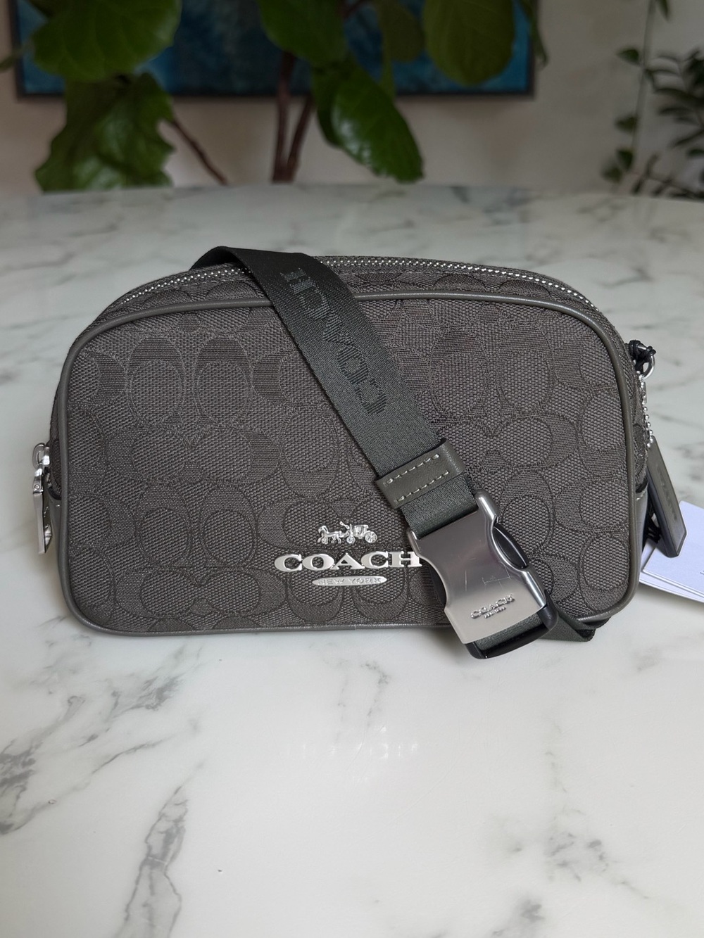 Coach Pace Belt Bag In Signature Jacquard Olive Drab Green Crossbody CT860
